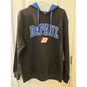 🆕 Stadium Athletics DePaul Blue Demons Hoodie Mens L Black Pullover College
